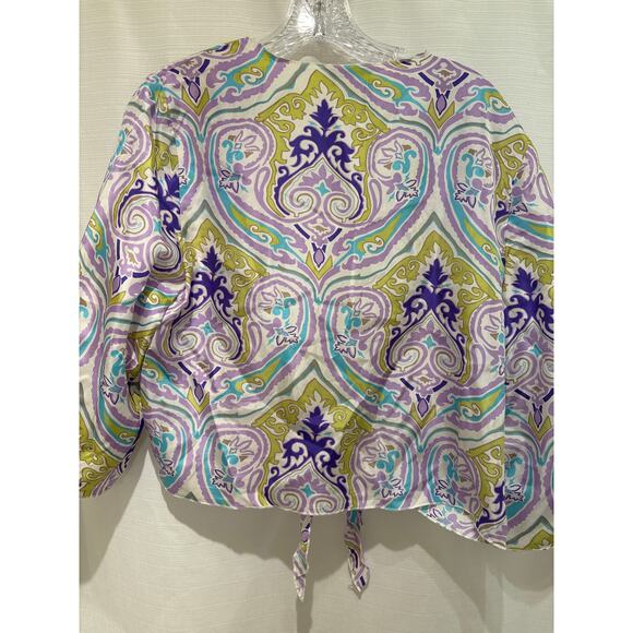 SOFT SURROUNDINGS 100% Silk Tie Front Paisley Lightweight Spring/Summer Wrap M - Picture 2 of 7